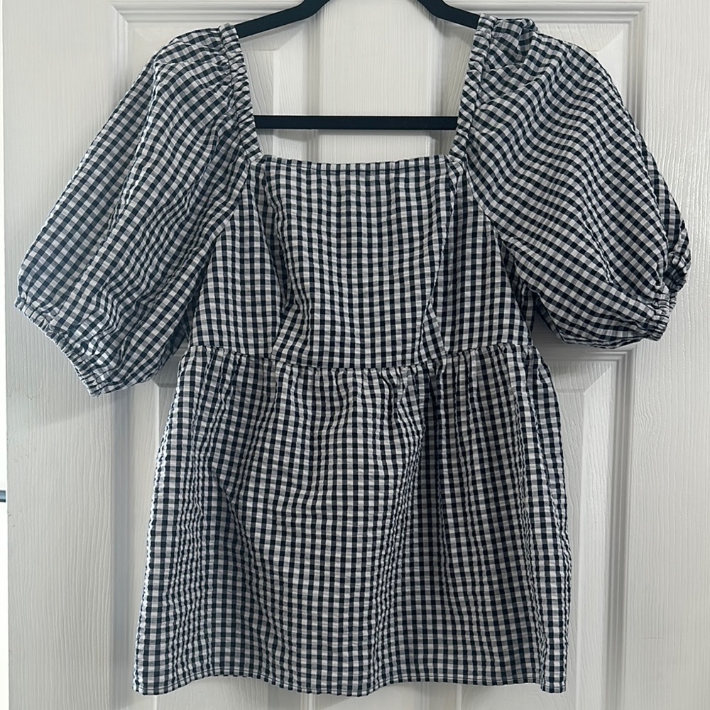 Nautica Blue and White Gingham Women's Top